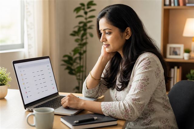 Person reviewing pending and paid challans on a laptop