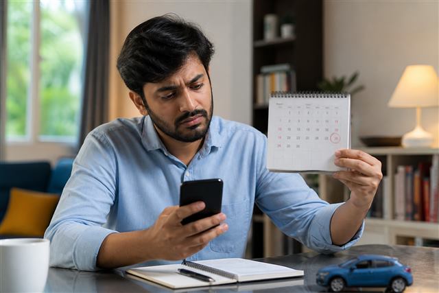 Vehicle owner checking due date to avoid late penalties