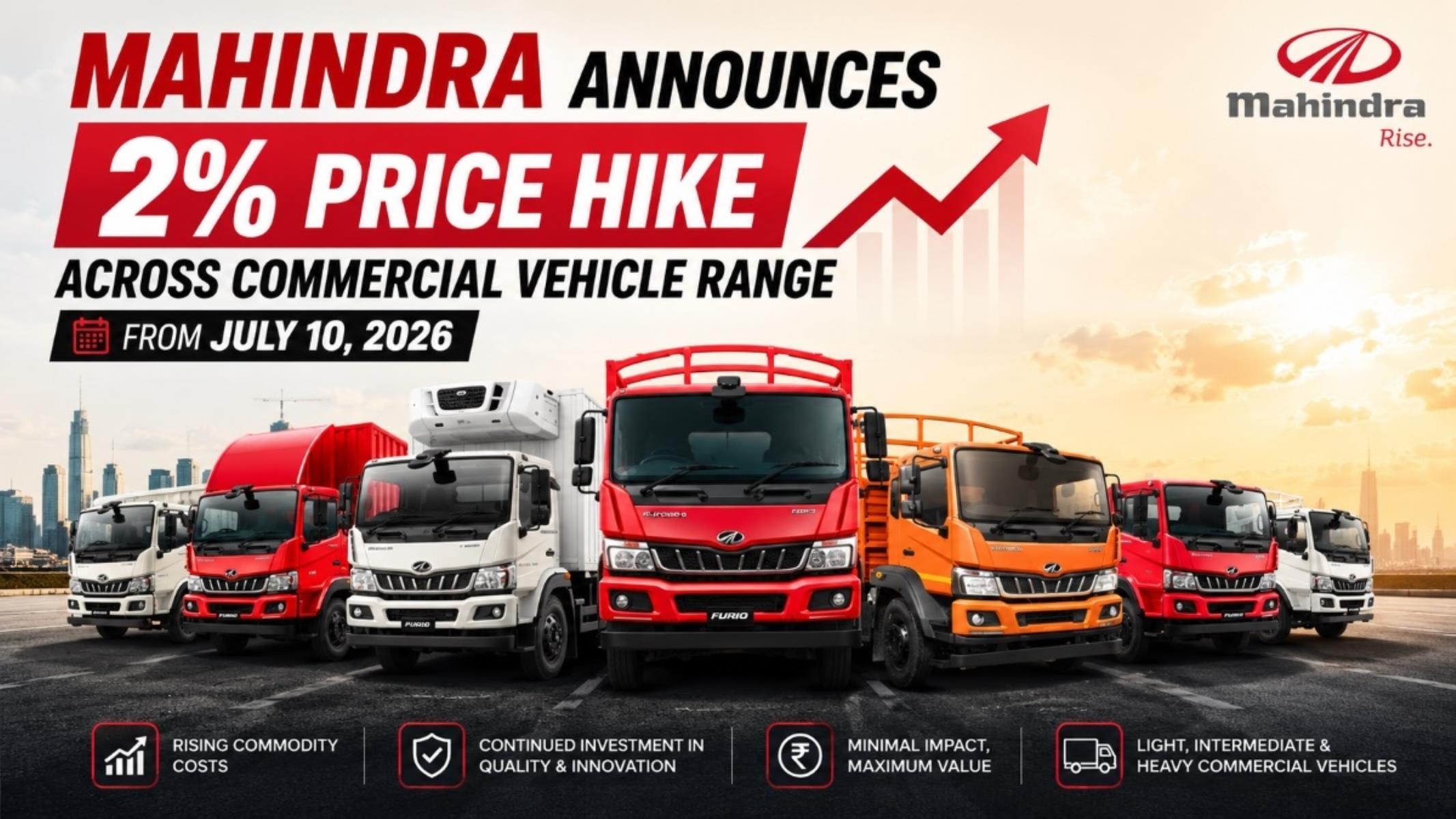 Mahindra Announces 2% Price Hike Across Commercial Vehicle Range From July 10, 2026